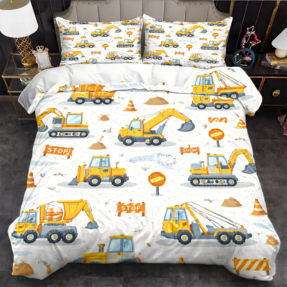 Construction Vehicle Themed Du - Duvet Cover Sets With Zipper review and price