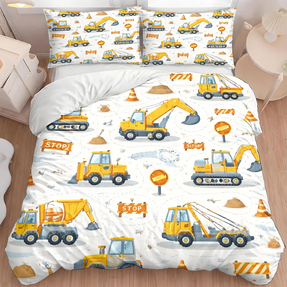Construction Vehicle Themed Du - Duvet Cover Sets With Zipper review and price