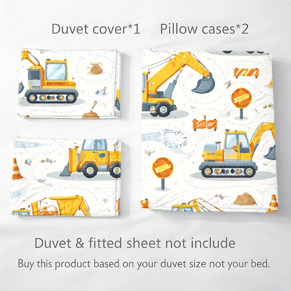 Construction Vehicle Themed Du - Duvet Cover Sets With Zipper review and price