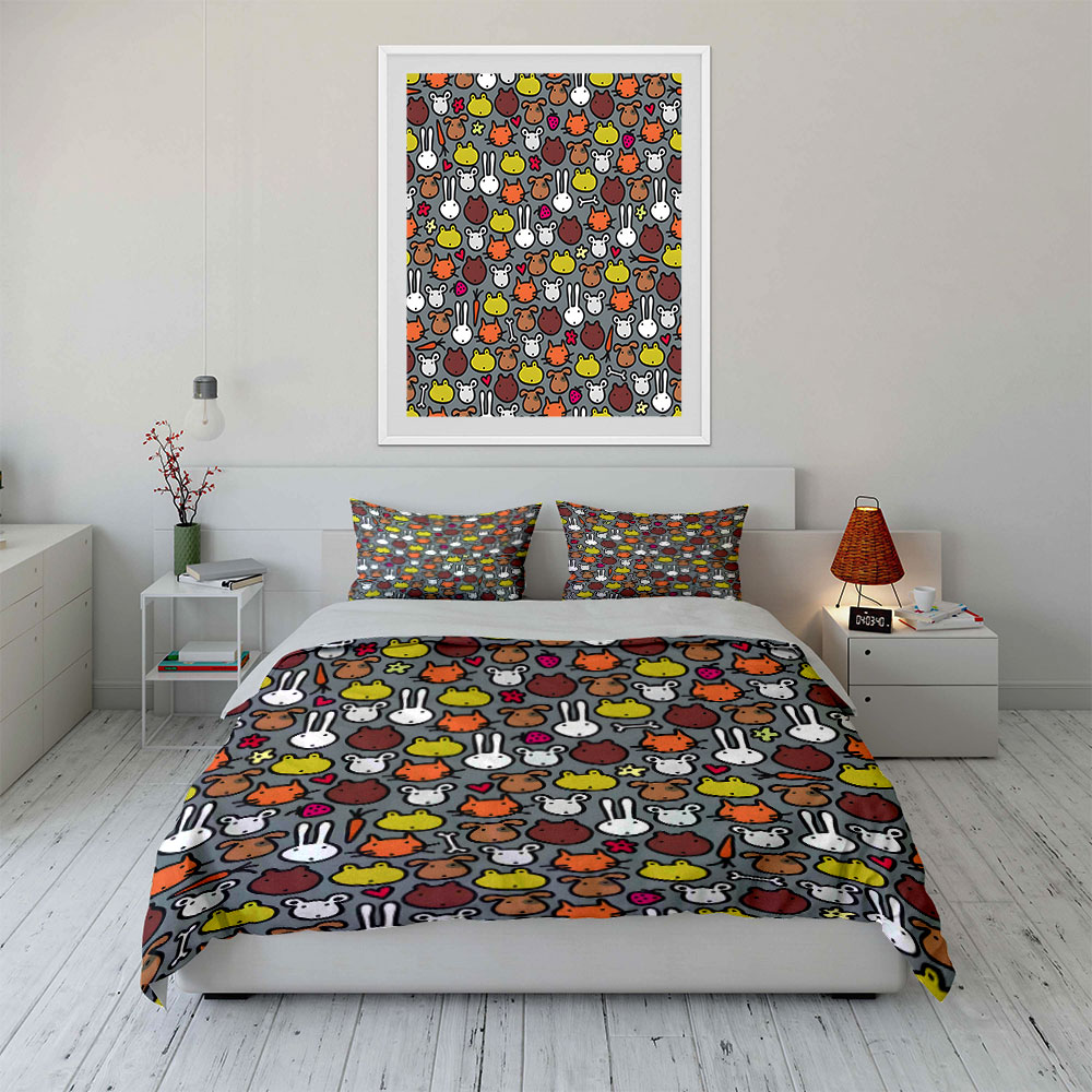 Cartoon Animal Face Pattern Pa - Duvet Cover Sets With Zipper review and price