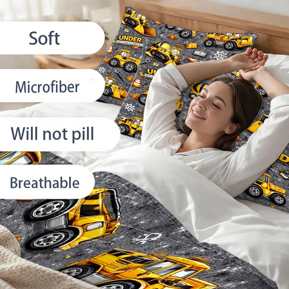 3Pc Construction Vehicle Theme - Duvet Cover Sets With Zipper review and price