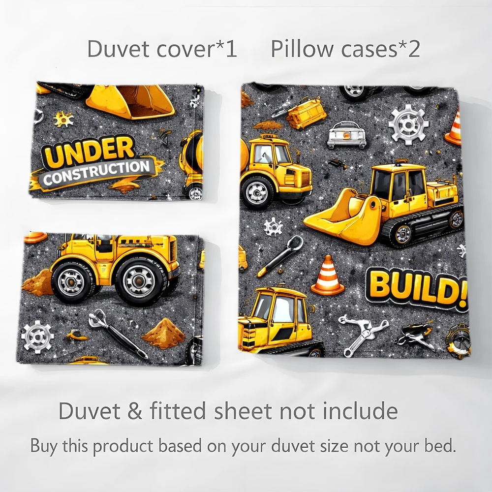 3Pc Construction Vehicle Theme - Duvet Cover Sets With Zipper review and price